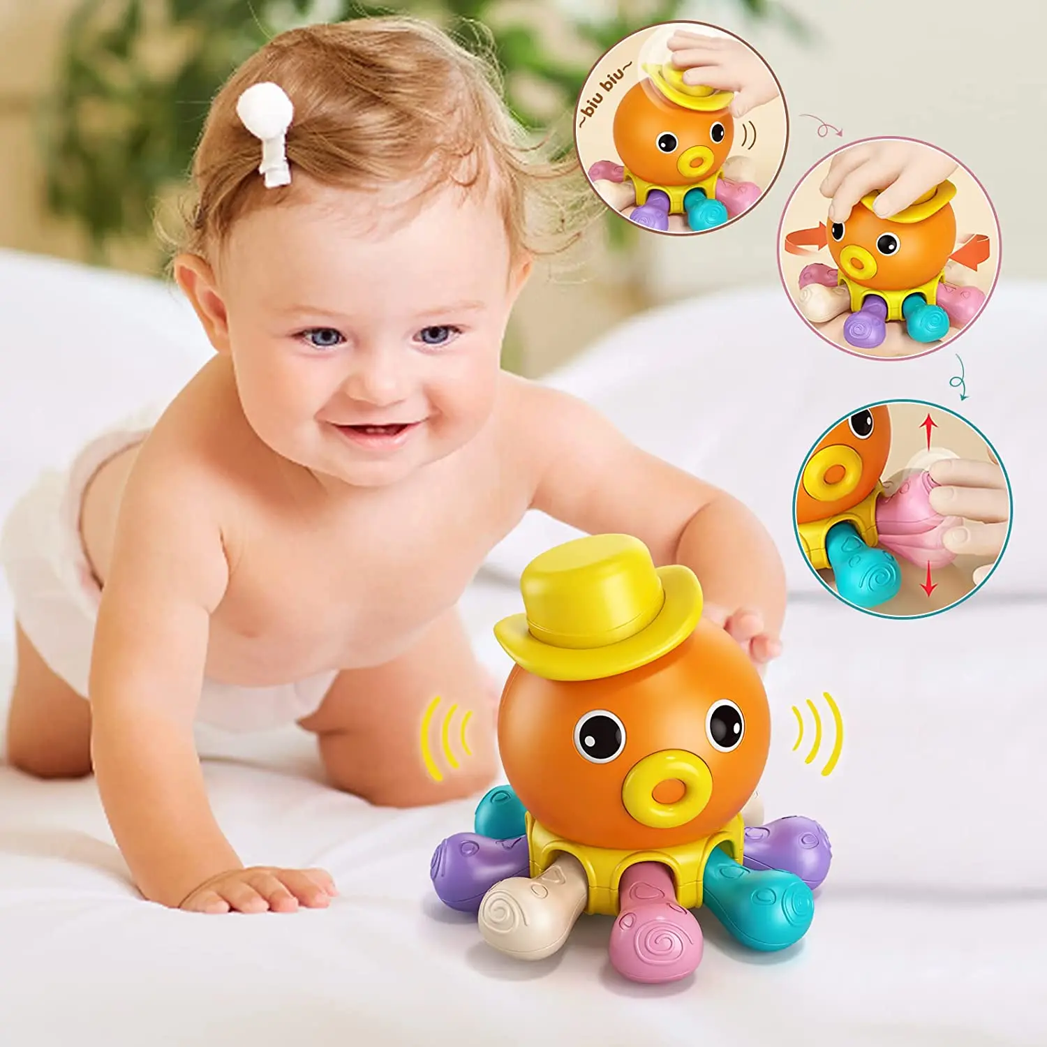 

Игрушка Монтессори в виде осьминога на палец, игрушки для детей 6-12 месяцев, сенсорные игрушки для мелкой моторики, развивающие игрушки для малышей 1-2-3 года