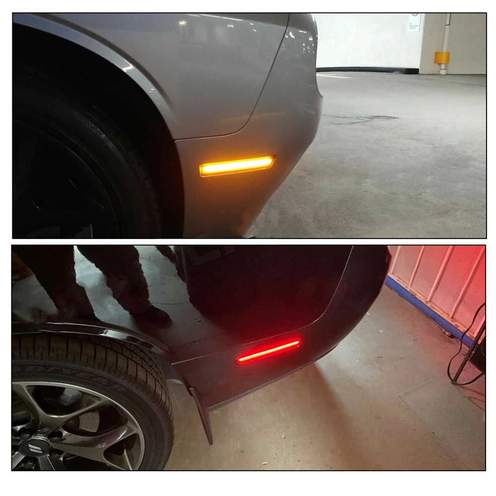 

Front Rear LED Side Marker Light Smoked Lens Lamp For 2015-2020 Dodge Challenger