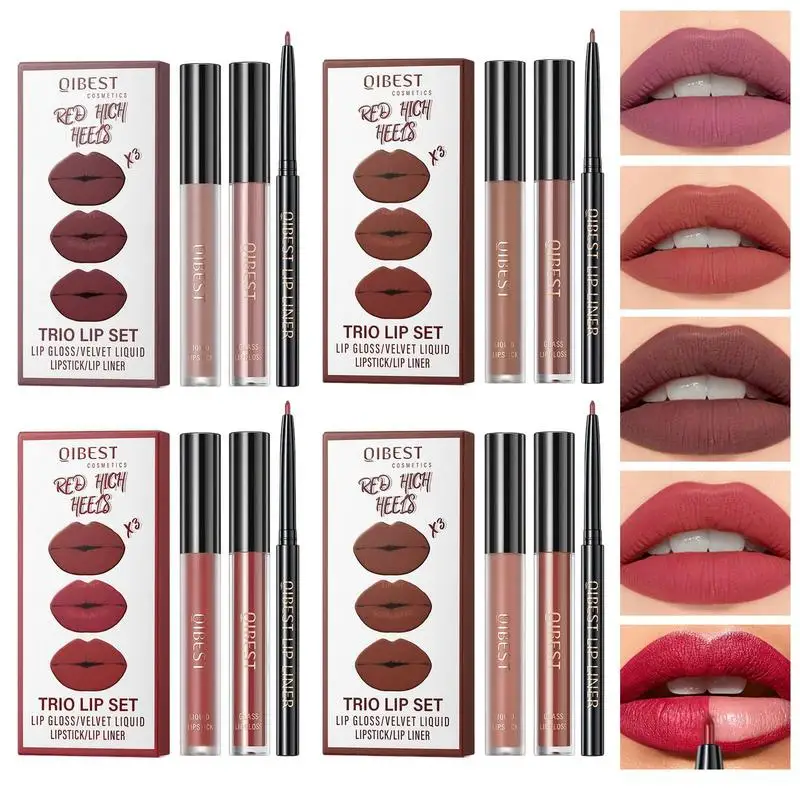 

Набор для макияжа губ и помады | Матовые Жидкие помады, подходящие к гладкому контуру для губ | Наборы для макияжа губ, водонепроницаемые сто...