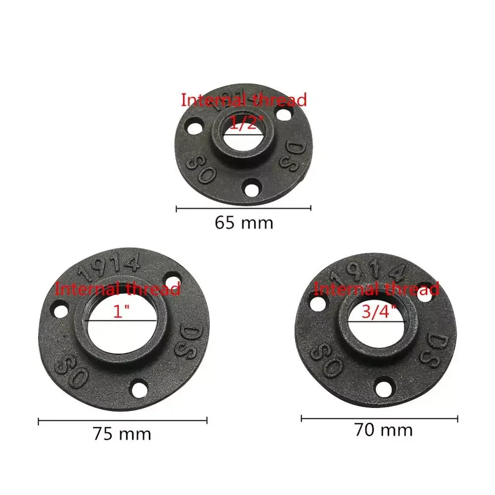 

1/2" 3/4" 1" Decorative Flange Malleable Iron Floor/Wall Flange Cast Iron Pipe Fittings Three Bolt Holes BSP Thre