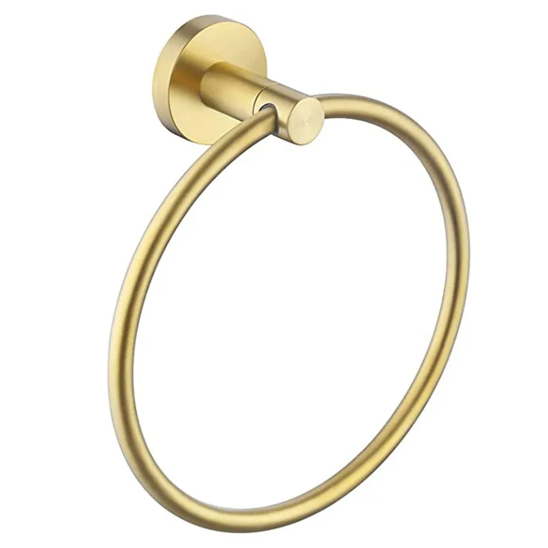 

304 Stainless Steel Kitchen Towel Ring Bathroom Hardware Round Towel Rack Bathroom Perforated Towel Bar Pendant