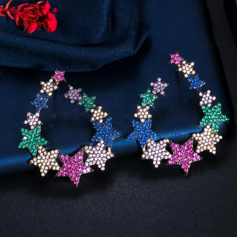 Роскошный разноцветный кубический цирконий ThreeGraces счастливая звезда форма