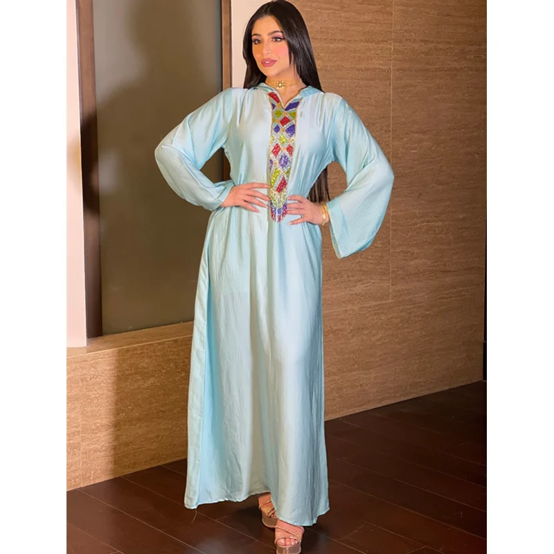 Mandylandy Abaya Дубай, женское турецкое платье с капюшоном, женское марокканское элегантное платье Caftan, мусульманская одежда, одежда Eid Mubarak