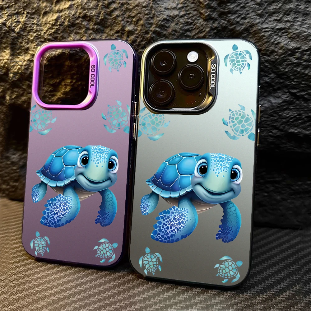 Фото Симпатичный синий чехол для телефона черепахи iPhone 16 Pro Max чехол iPhone 14 15 13 12 11 XS X 15 14 Plus 12 13 Mini Protection Hard Cover №1