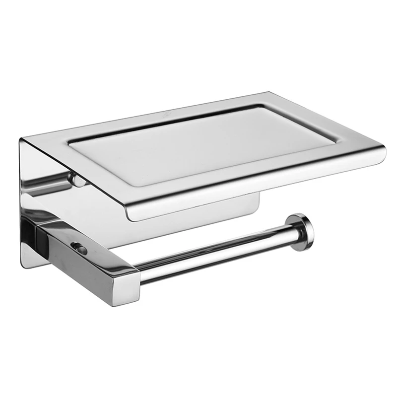 

304 Stainless Steel Paper Towel Rack Shelf Toilet Paper Roll Holder Bathroom Wall Storage Rack Bathroom Accessories