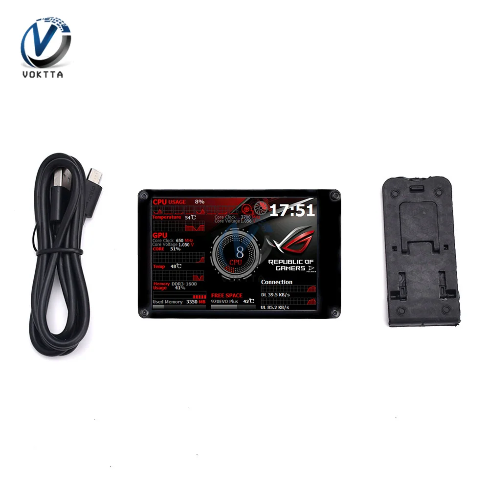 

3.5 Inch IPS LCD Monitor Display Screen with RGB Breathing Light AIDA64 USB2LCD USB Display Sub-Screen Support for Raspberry Pi