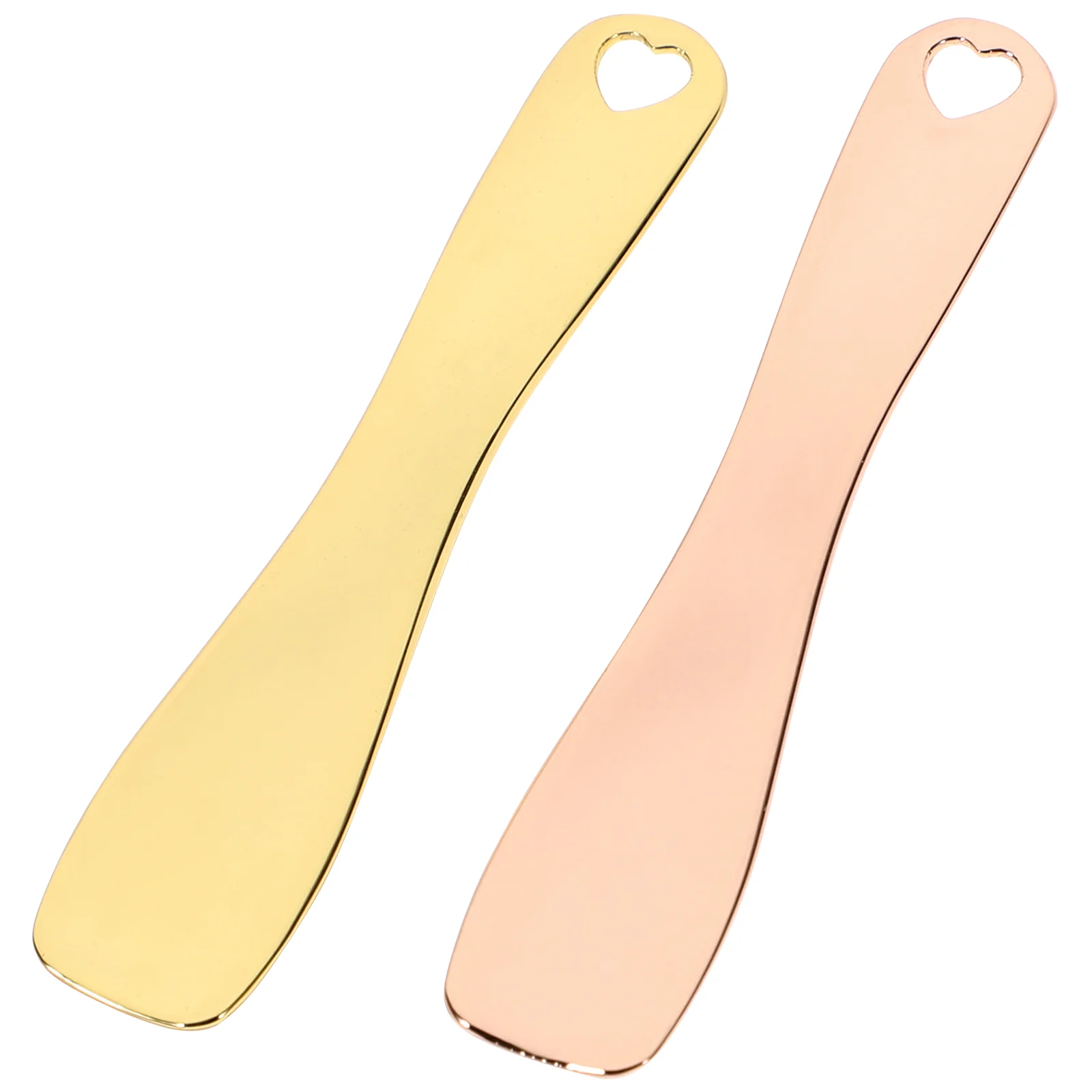 

2 Pcs Metal Scraper Curved Spatula Metal Spoons Facial Mask Spoon Mixing Spoon Makeup Spatula Earth Tones Cream Spoon