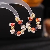 candy color c shaped zirconia crystal gold hoop earrings for women statement jewelry silver needle zirconium garland earring