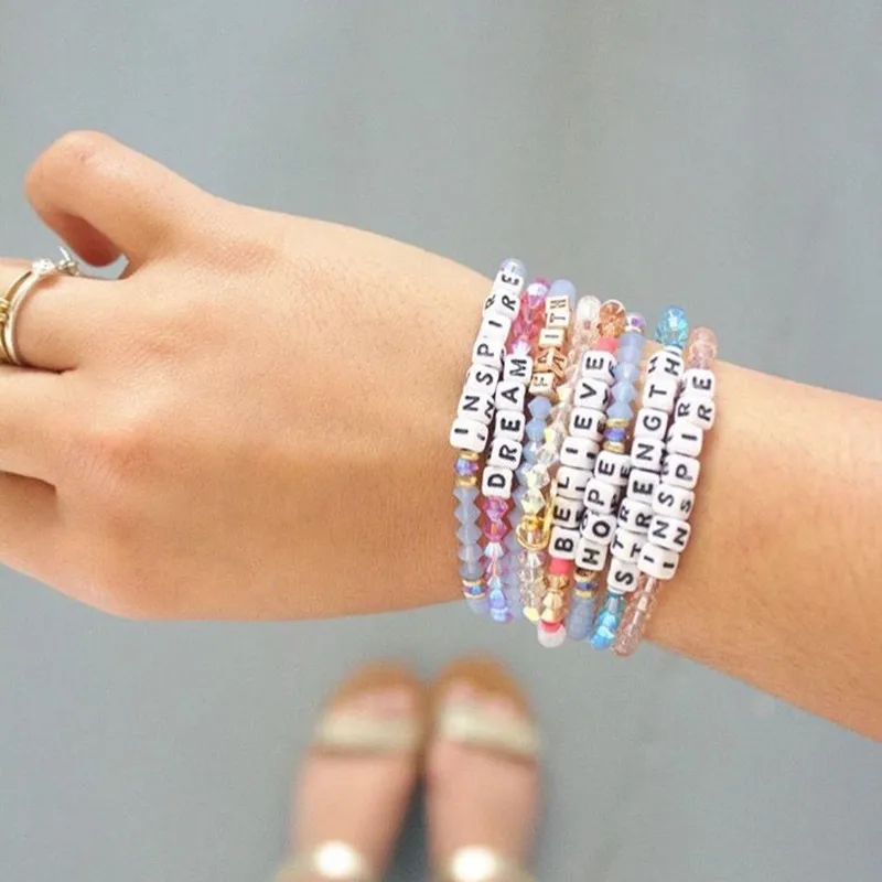 Go2boho Кристальный браслет с бусинами Love Name браслеты с буквами для женщин подарок для подруги летний праздник радужные красочные ювелирные изделия