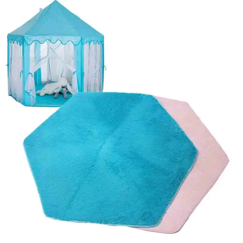 

1Pc Tent Hexagon Princess Castle Playhouse Pad Non-Slip Baby Play Mat Plush Kids Rug Cushion Blanket Pink And Blue Fashion New