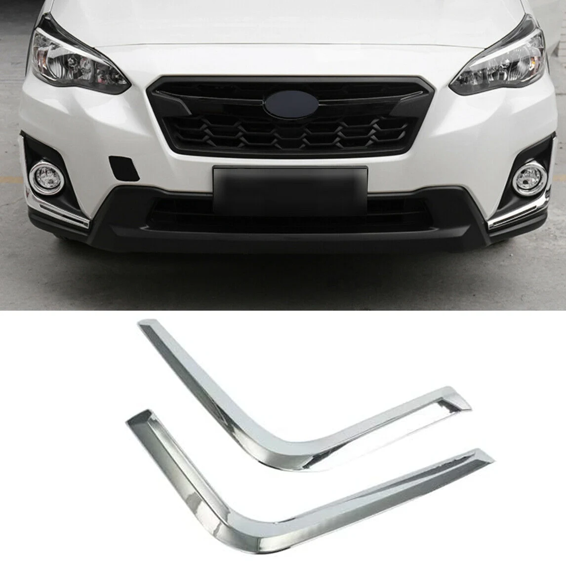 for Subaru Crosstrek XV 2018 2019 ABS Chrome Car Front Fog Light Eyelid Strips Lamp Eyebrow Cover Trim Accessories