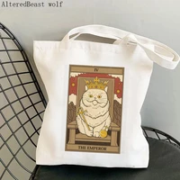 women shopper bag magic witchy the emperor cat tarot bag harajuku shopping canvas shopper bag girl handbag shoulder lady bag