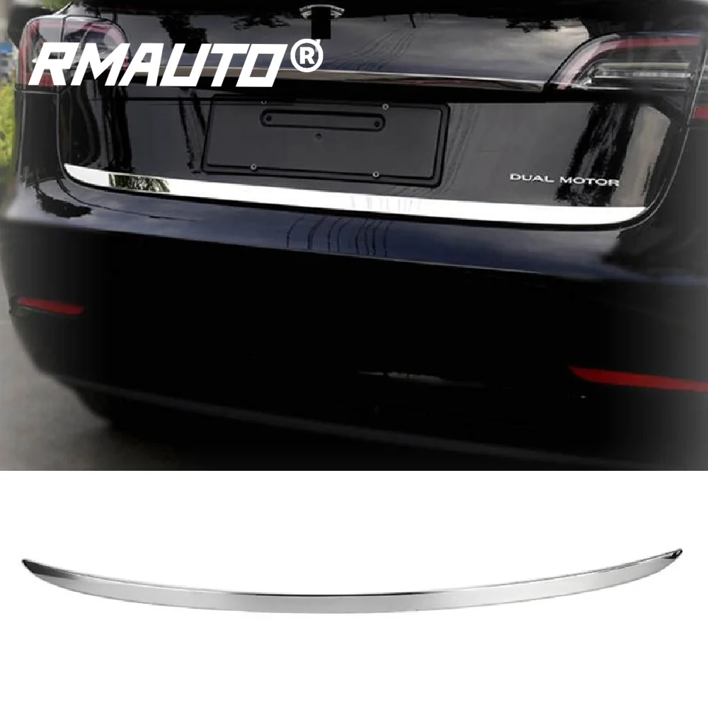 

Car Tail Gate Door Strip Trim Rear Trunk Door Lid Styling Moulding Overlay Strip Cover Trim Chrome Silver For Tesla Model 3