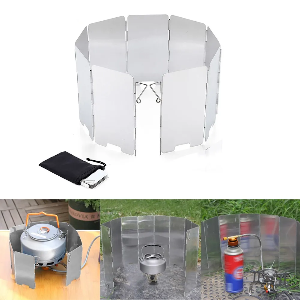 

9pcs Outdoor Gas Stove Wind Shield Folding Windshield Cooker Wind Guard Plates For Camping Cooking BBQ Stove Windproof Screen