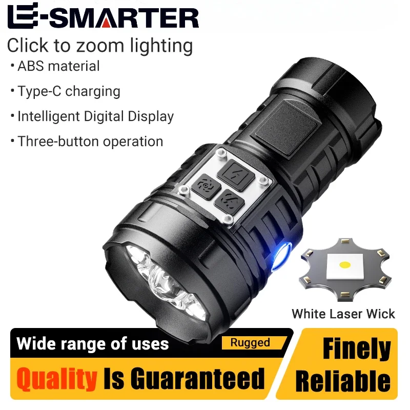 Powerful 14*LED Mini Flashlight USB Rechargeable EDC Keychain Flashlights Violet Light Digital Display Magnet Torch for Camping