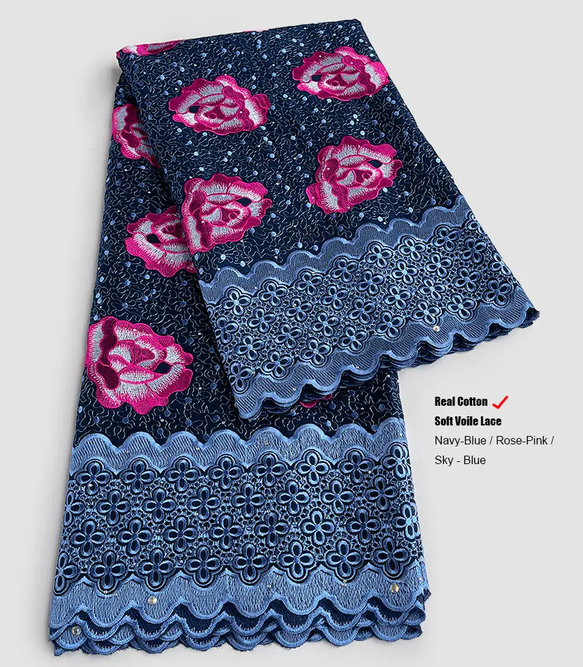 Превосходная мягкая вышитая кружевная вуаль из египетского хлопка