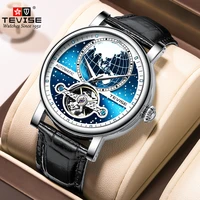 2022tevise new mens watch luminous leather casual mens fashion watch waterproof automatic mechanical watch