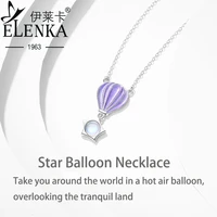 original design s925 sterling silver star hot air balloon glass pendant necklace for women fine jewelry niche gifts for girl new