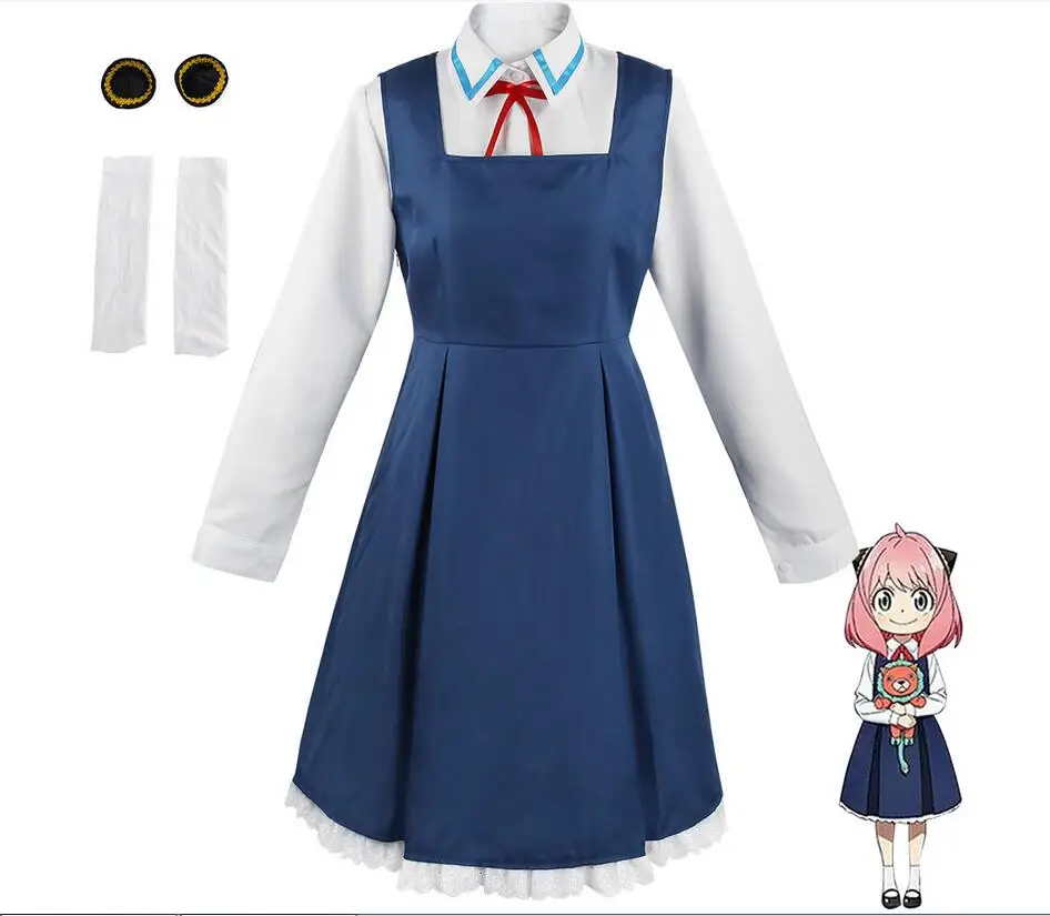 

Anime SPY×FAMILY Cosplay Anya Forger Yellow Uniform Dress Black Blue Red Lolita Party Dress Halloween Suit Outfit