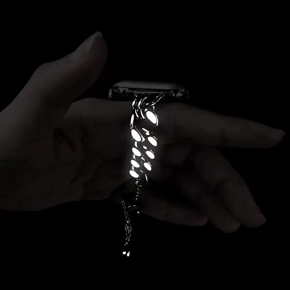 Cuba Luminous Chain Band for Apple Watch 6 7 SE 40/41mm 44 45 Cuba Bracelet Strap for IWatch Band 5 4 3 38/42 Watch Accessories