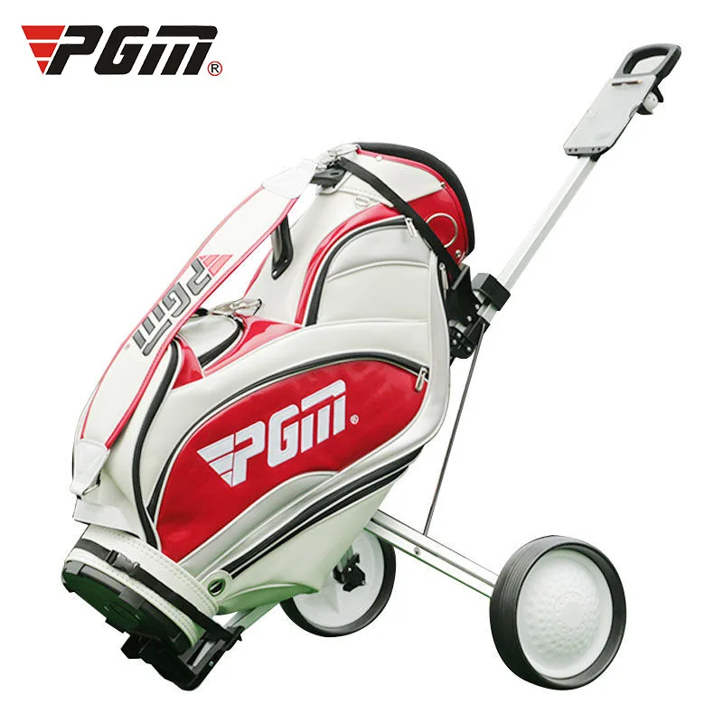 Pgm Golf Bags Cart with 2 Wheels Alloy Portable Golf Cart Accessories Foldable Golf Push Cart Multifunction Golf Bag Carrier