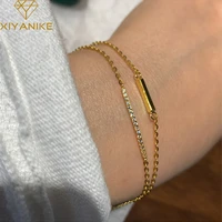 xiyanike shiny diamonds double layer chain bracelets for women girls new fashion trendy jewelry friend gift party bracelet femme