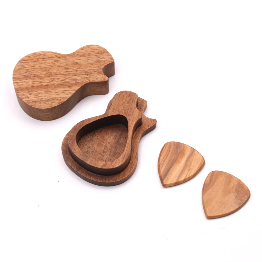 

Plectrum Case Guitar Picks Part Accessories Pick Holder With Box Wooden