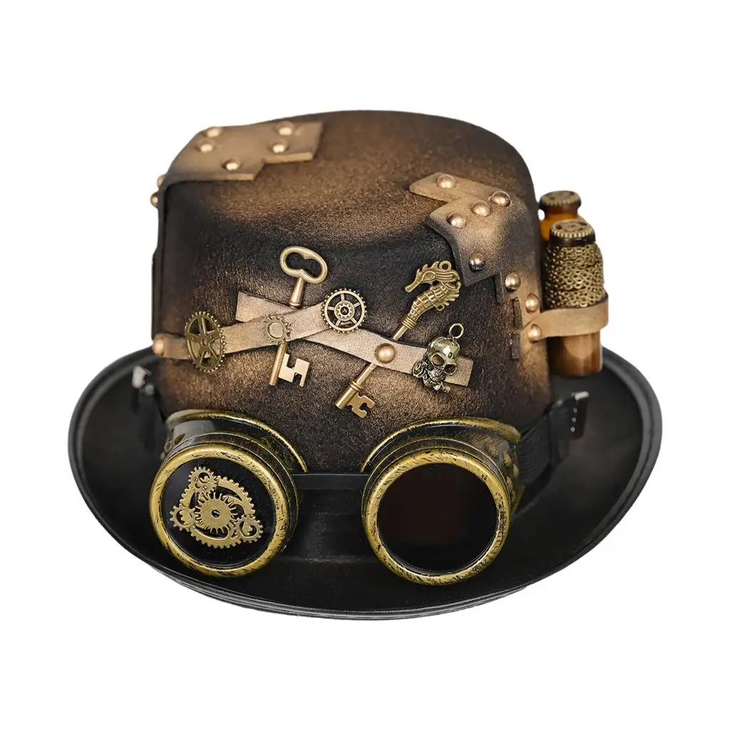 

Goth Gear Glasses Floral Top Hat Felt Butler Steampunk Halloween