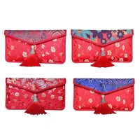 chinese red envelope new year lucky money pocket gifting pouch tassel brocade bags for spring festival wedding birthday present