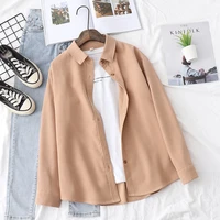 2022 new simple womens shirt long sleeve loose tops office lady casual pink white blue long sleeve blouses fashion clothing