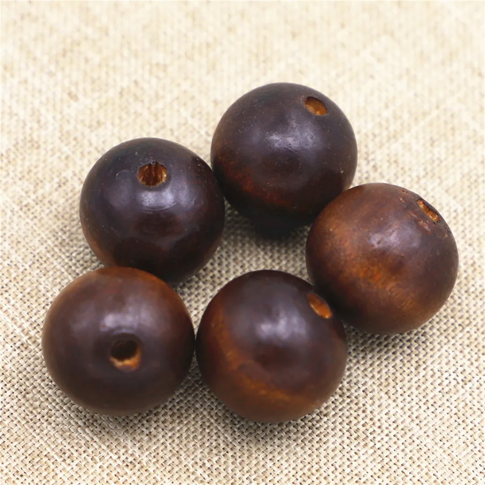 Новый дизайн деревянных натуральных круглых бусин с большим отверстием, 25 мм, для создания украшений: браслетов, ожерелий. 50 штук.