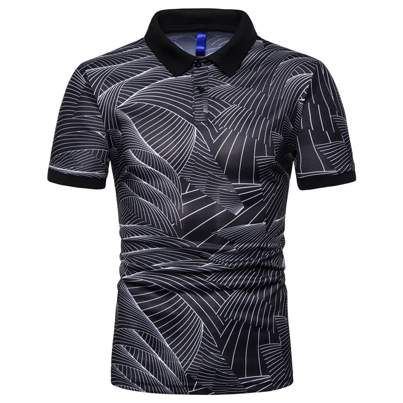 European and American Men's Fashion Trend HAILANG Pattern Printed Slim-Fit Short-Sleeved Lapel Men's T-shirt Polo Shirt