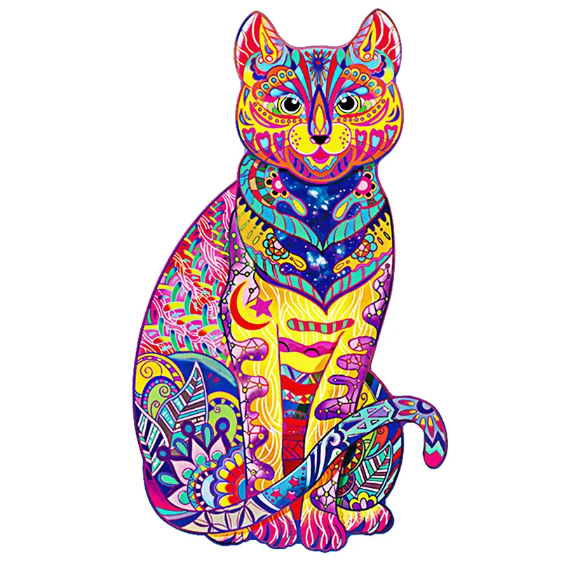 

Искусственная необычная форма, радужная кошка, пазл низкого качества размера A5, пластиковая упаковка, игра для взрослых, подарок для детей, ...