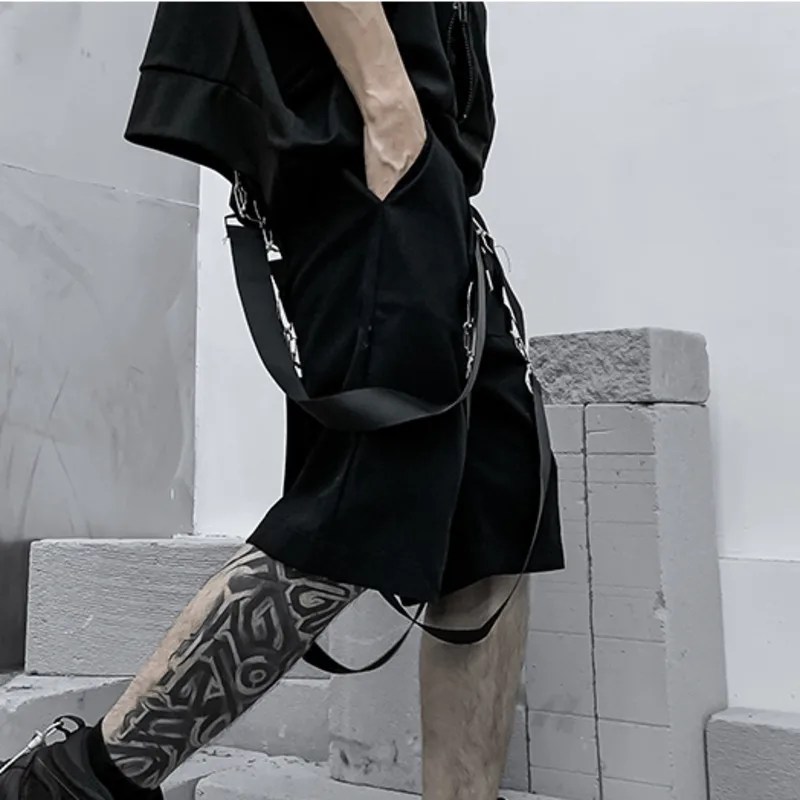 Летние модные хлопковые шорты HKSH с лентами Мужская модная темная уличная одежда