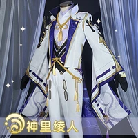 game genshin impact new role cosplay kamisato ayato costume party dress with shoes wig man japanese costume dress full set