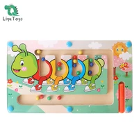 liqu magnetic maze puzzle gamewooden magnetic maze learning education toys with animals magnetic maze for toddlers