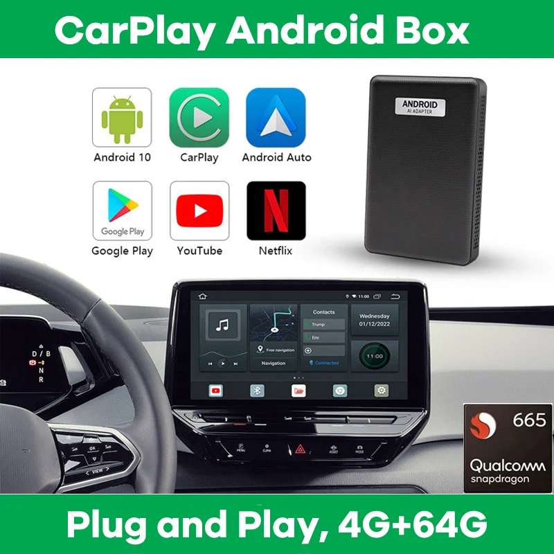 

Wireless Apple Carplay Ai Box Android Auto Netflix Spotify Youtube GPS Navigation Upgrade Box For Kia VW Ford Benz Audi Toyota