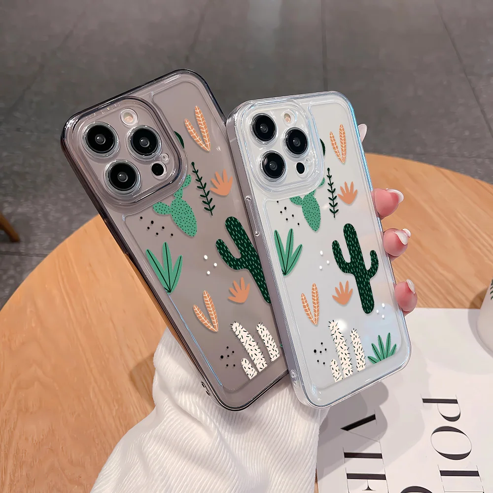 Прозрачный чехол с милым КАКТУСОМ для Apple iPhone 14, 12, 11, 13 Pro Max, 8, 7 Plus, X, XS, XR, чехол для iPhone 14 Plus, SE 2020, 2022, чехол, чехол