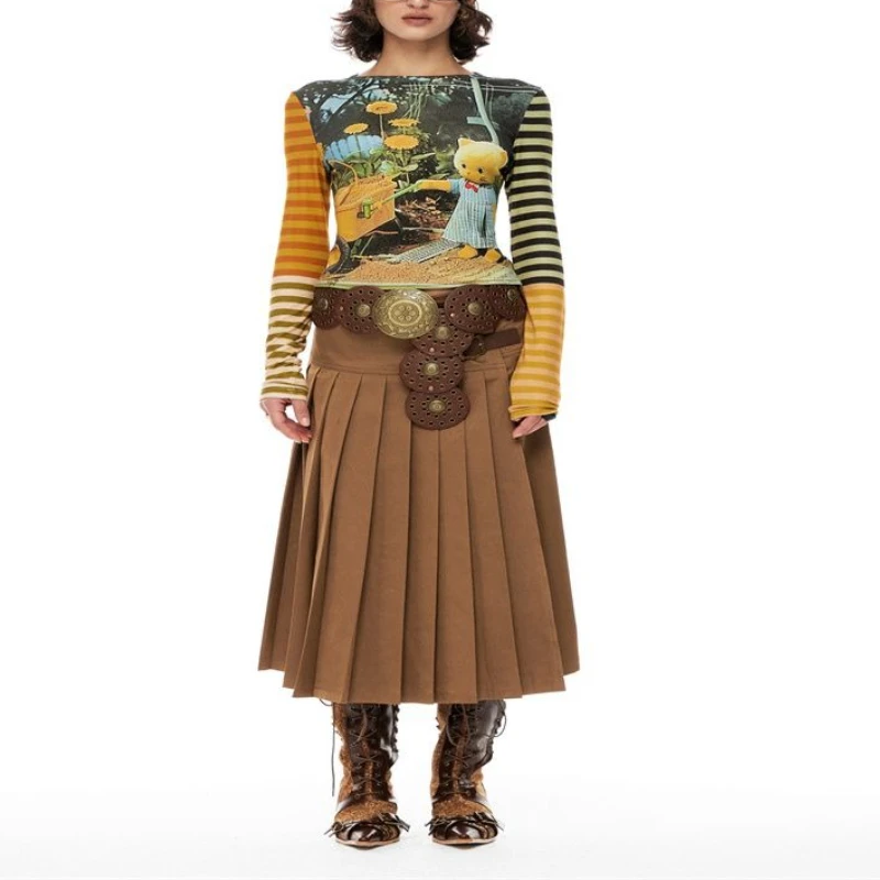 Фото Deeptown Y2k Harajuku футболки с героями мультфильмов женские Kawaii Juminocore футболки с графическим рисунком японский стиль 2000-х годов футболки с длинными рукавами Slim Up №3