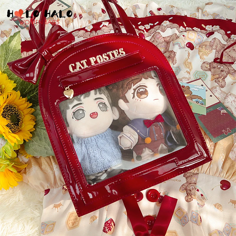 

Cute Mailbox Shape Ita Handbag with Kawaii Bow Clear Badge Pocket Women 20CM Doll Shoulder Bag for Teenager Girls Cute Ita Bag