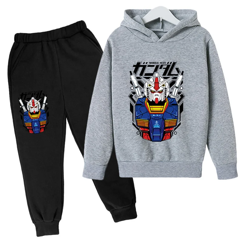

2023 Gundam Casual Kids Clothes 2 Piece Hoodies Set Clothing Cool Girls Clothing Boys Tracksuit Children Baby Clothes
