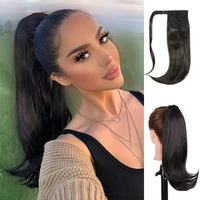 synthetic bounce wrap around ponytail 16 inch straight hairpiece with clip in hair drawstring ponytail hair extension natural bl