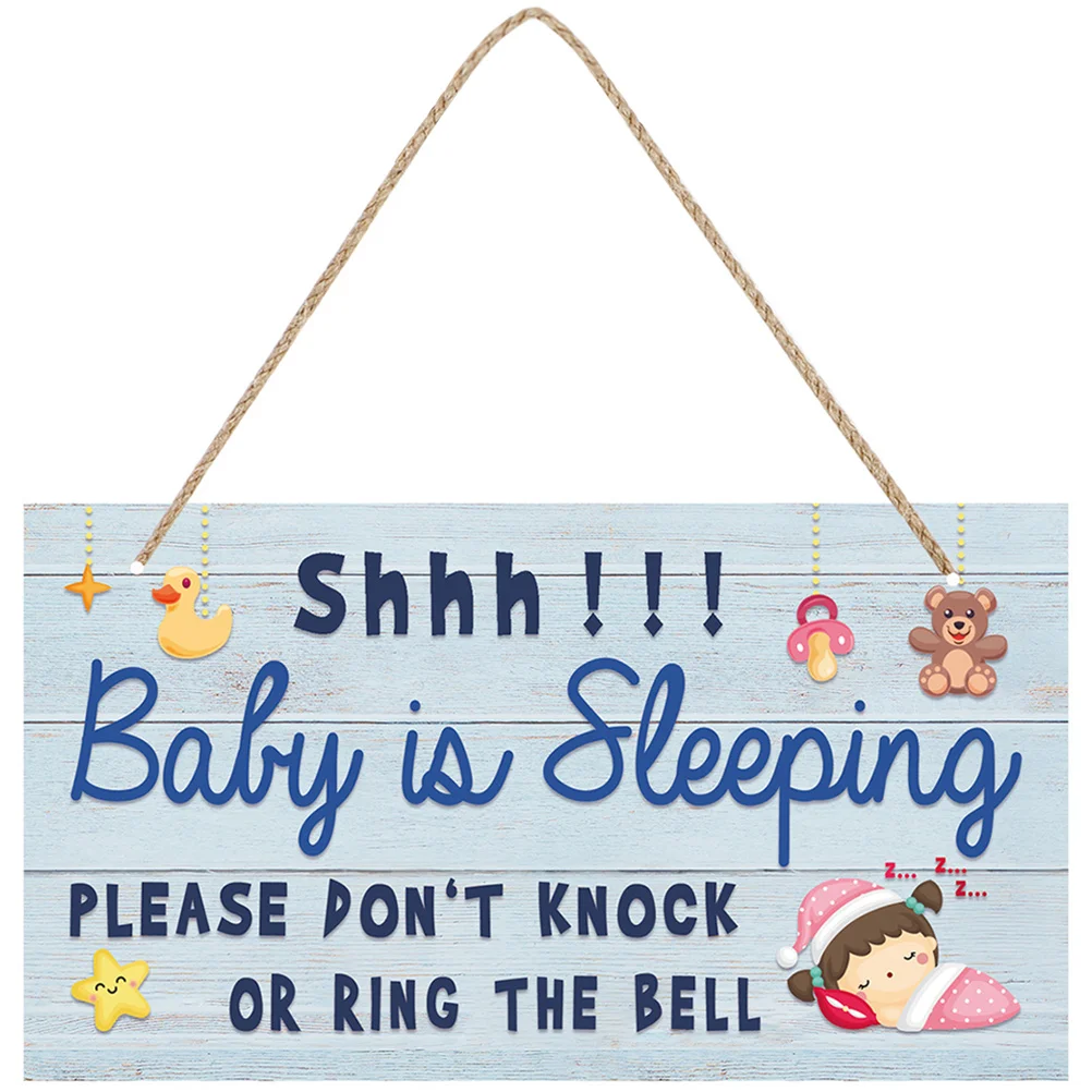 

Sign Baby Sleeping Door Plaque Do Not Ring Room Doorbell Is Wood Porch Front Hanging Hanger No Disturb Wooden Pendant Bedroom