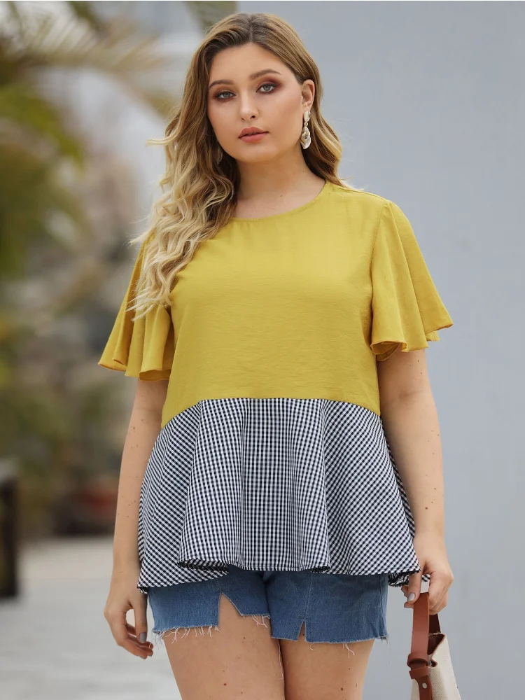 The new plus-size women's new explosive loose women's short-sleeved shirt top plus size tops for women