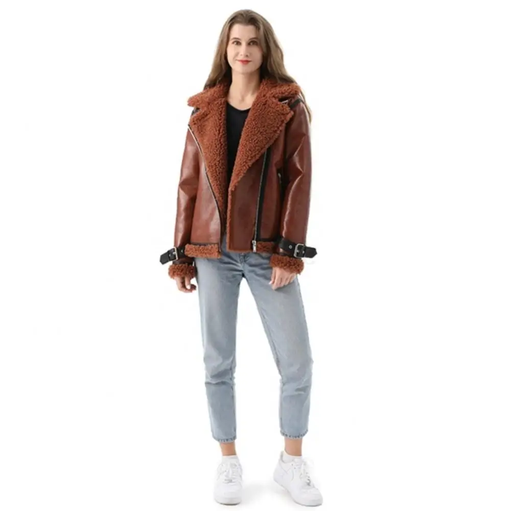 Women Winter Warm Fox Fur Coat Fashion Designer Fleece Real Fur Coat Zipper Cuff Lapel Bondage Leisure Jackets Plus Size