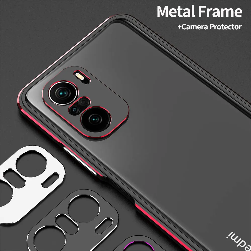 

for Xiaomi Redmi K40 Pro Case Gaming Edition Aluminum Metal Bumper Frame Slim Protective Phone Cover + Carmera Lens Protector