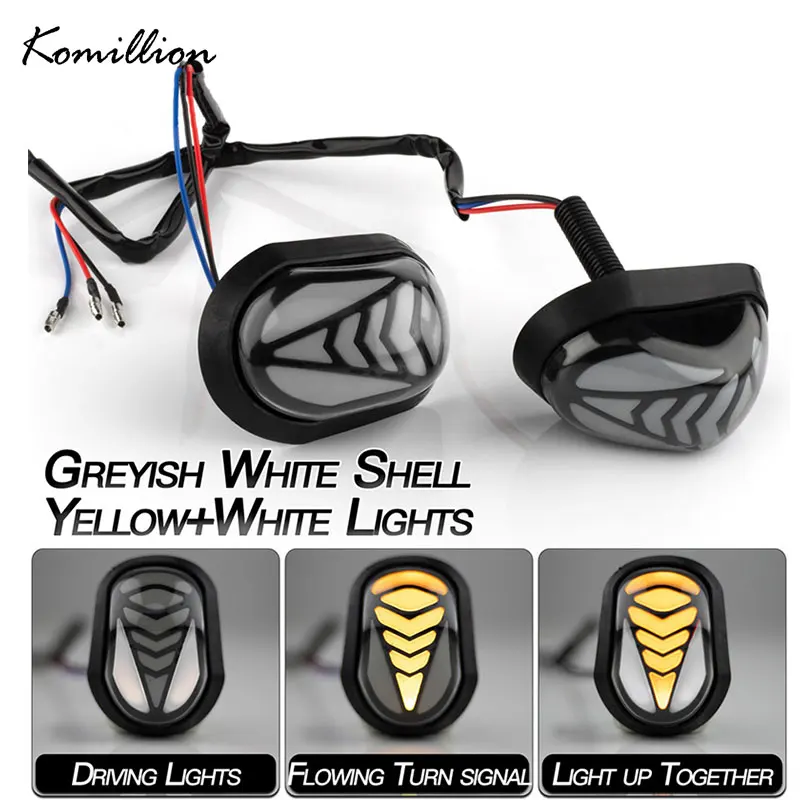 12V 2PCS Motorcycle LED Turn Signal Lights Amber Flashing Indicator Flush Mount Flowing Signal Lamp Accessories for Honda Suzuki