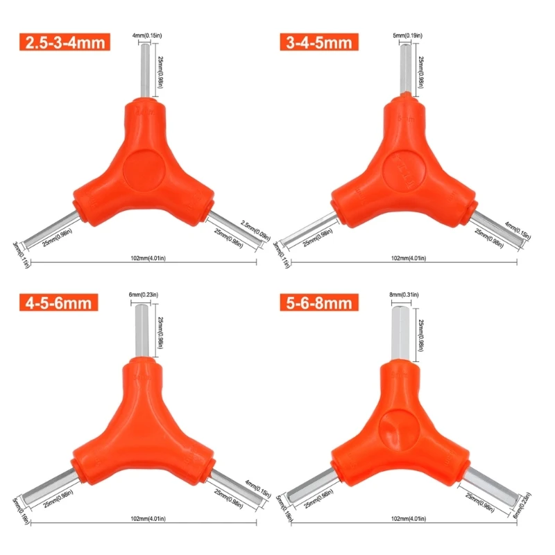 

3 в 1 треугольный шестигранный набор 2,5/3/4/5/6/8 мм шестигранный ключ из углеродистой стали ручные инструменты