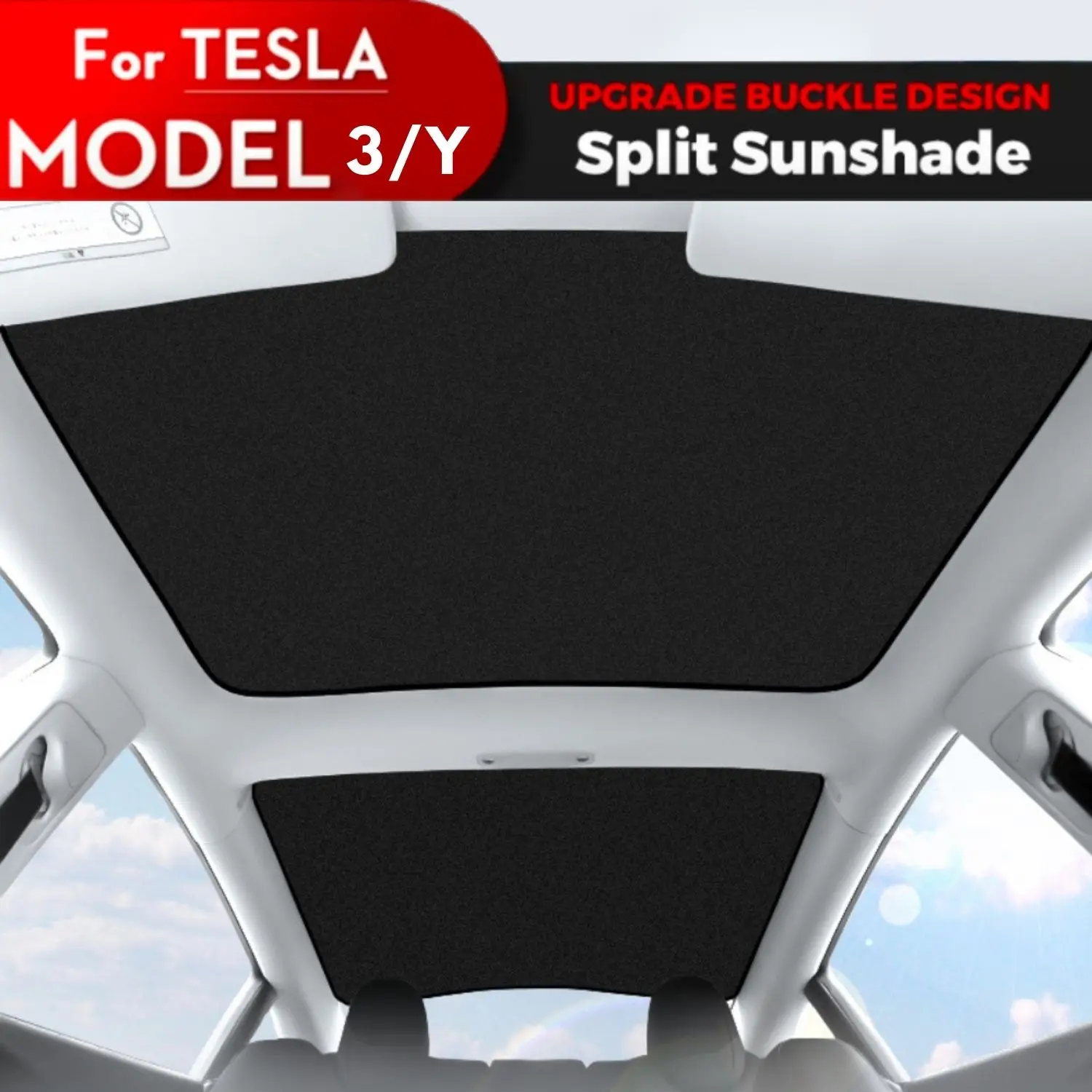 Split Upgrade Buckle Sun Shades Glass Roof Sunshade For Tesla Model 3 Y 2021-22 Front Rear Sunroof Windshield Skylight