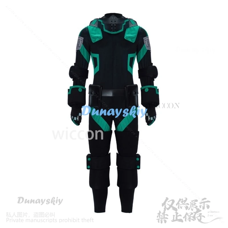 Аниме My Heo Academy Косплей Midoriya Izuku Костюм Парик Черная боевая форма Полный комплект